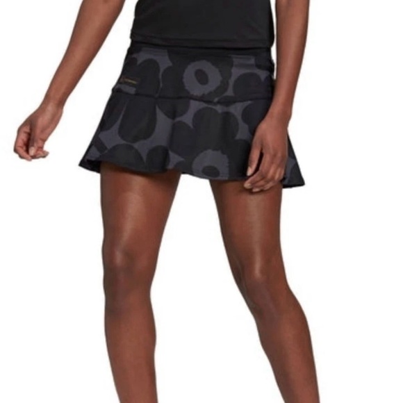 Adidas x Marimekko Women’s Medium Tennis Skort Primeblue Black Gray Floral Skirt - Picture 12 of 15